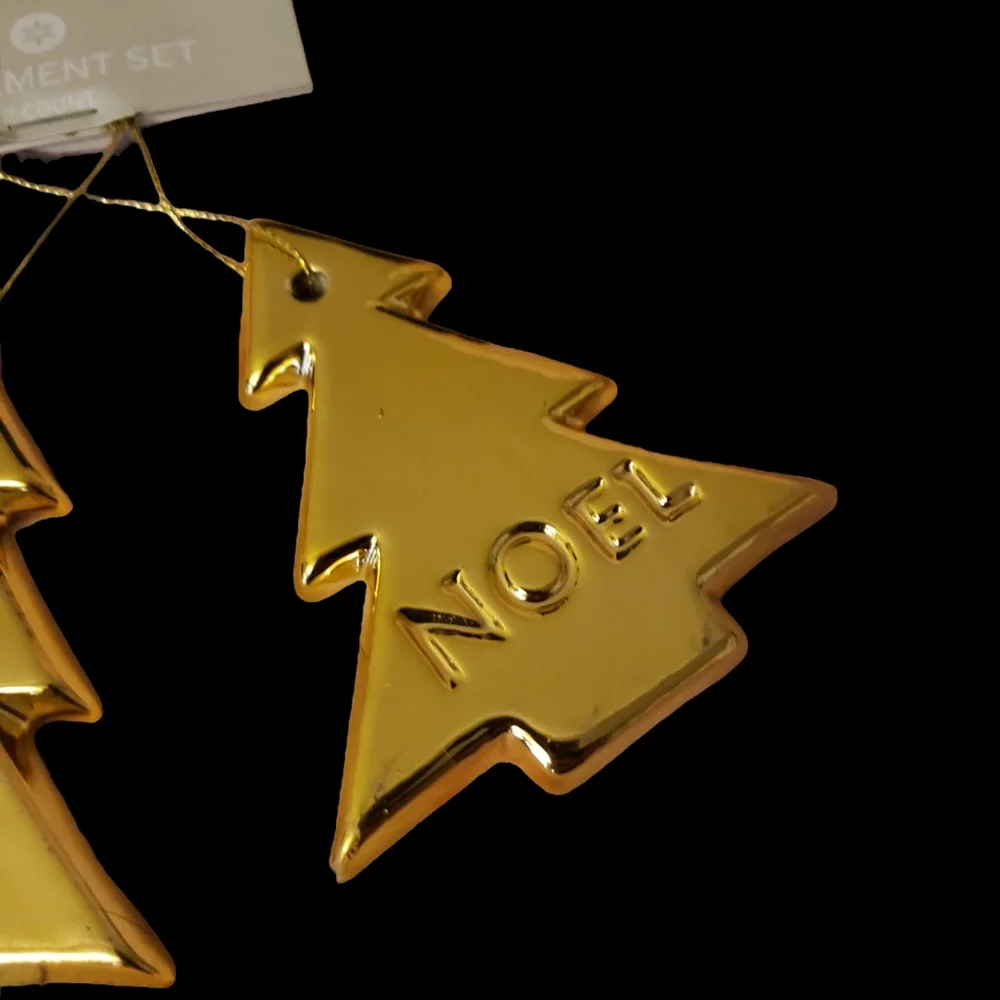 3/$10 Target Brand Set of 2 Holiday Golden Bar Tree Shaped Ornaments